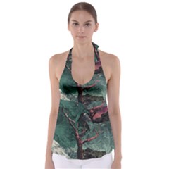 Night Sky Nature Tree Night Landscape Forest Galaxy Fantasy Dark Sky Planet Tie Back Tankini Top