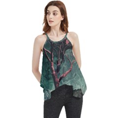 Night Sky Nature Tree Night Landscape Forest Galaxy Fantasy Dark Sky Planet Flowy Camisole Tank Top by Posterlux