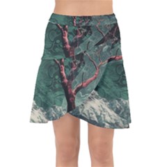 Night Sky Nature Tree Night Landscape Forest Galaxy Fantasy Dark Sky Planet Wrap Front Skirt