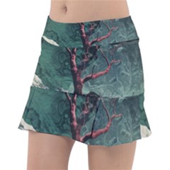 Night Sky Nature Tree Night Landscape Forest Galaxy Fantasy Dark Sky Planet Classic Tennis Skirt