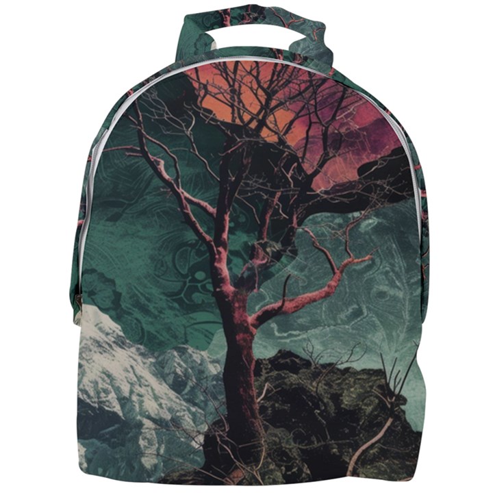 Night Sky Nature Tree Night Landscape Forest Galaxy Fantasy Dark Sky Planet Mini Full Print Backpack