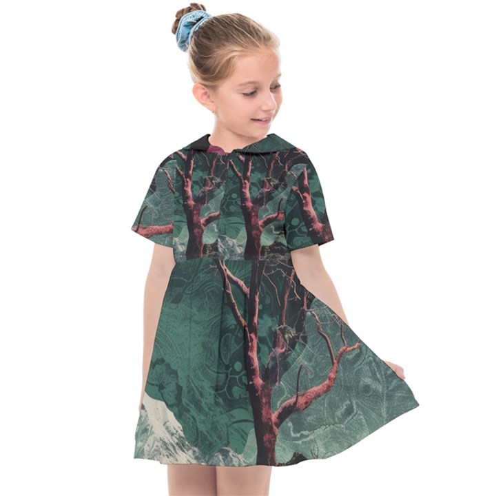 Night Sky Nature Tree Night Landscape Forest Galaxy Fantasy Dark Sky Planet Kids  Sailor Dress