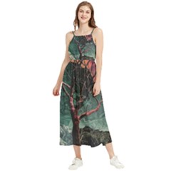 Night Sky Nature Tree Night Landscape Forest Galaxy Fantasy Dark Sky Planet Boho Sleeveless Summer Dress by Posterlux