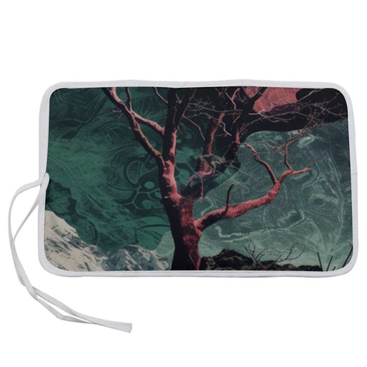 Night Sky Nature Tree Night Landscape Forest Galaxy Fantasy Dark Sky Planet Pen Storage Case (M)