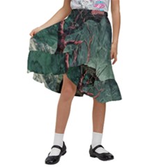 Night Sky Nature Tree Night Landscape Forest Galaxy Fantasy Dark Sky Planet Kids  Ruffle Flared Wrap Midi Skirt by Posterlux