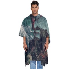 Night Sky Nature Tree Night Landscape Forest Galaxy Fantasy Dark Sky Planet Men s Hooded Rain Ponchos by Posterlux