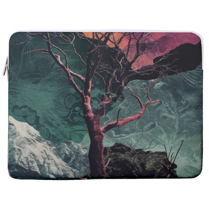 Night Sky Nature Tree Night Landscape Forest Galaxy Fantasy Dark Sky Planet 17  Vertical Laptop Sleeve Case With Pocket