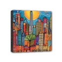 City New York Nyc Skyscraper Skyline Downtown Night Business Urban Travel Landmark Building Architec Mini Canvas 4  x 4  (Stretched) View1