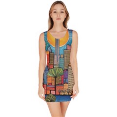 City New York Nyc Skyscraper Skyline Downtown Night Business Urban Travel Landmark Building Architec Bodycon Dress