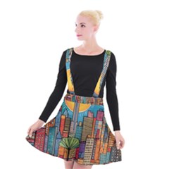 City New York Nyc Skyscraper Skyline Downtown Night Business Urban Travel Landmark Building Architec Suspender Skater Skirt