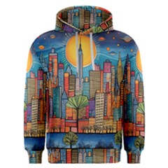 City New York Nyc Skyscraper Skyline Downtown Night Business Urban Travel Landmark Building Architec Men s Overhead Hoodie by Posterlux