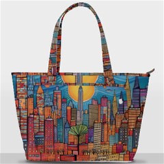 City New York Nyc Skyscraper Skyline Downtown Night Business Urban Travel Landmark Building Architec Back Pocket Shoulder Bag  by Posterlux