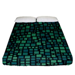 Squares Cubism Geometric Background Fitted Sheet (queen Size)