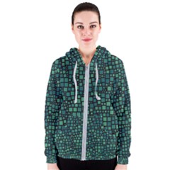 Squares Cubism Geometric Background Women s Zipper Hoodie