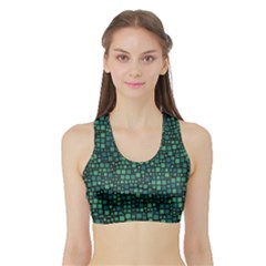 Squares Cubism Geometric Background Sports Bra With Border