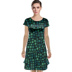 Squares Cubism Geometric Background Cap Sleeve Nightdress