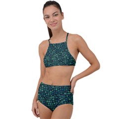 Squares Cubism Geometric Background Halter Tankini Set