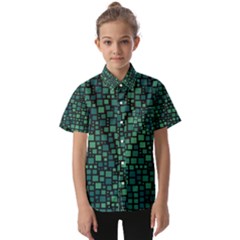 Squares Cubism Geometric Background Kids  Short Sleeve Shirt