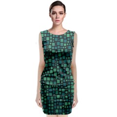 Squares Cubism Geometric Background Sleeveless Velvet Midi Dress