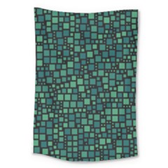 Squares Cubism Geometric Background Large Tapestry