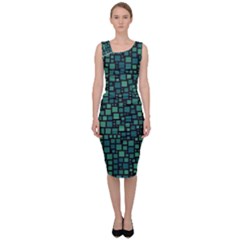 Squares Cubism Geometric Background Sleeveless Pencil Dress