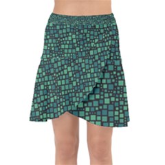 Squares Cubism Geometric Background Wrap Front Skirt