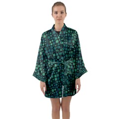 Squares Cubism Geometric Background Long Sleeve Satin Kimono by Maspions