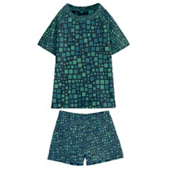 Squares Cubism Geometric Background Kids  Swim T-shirt And Shorts Set