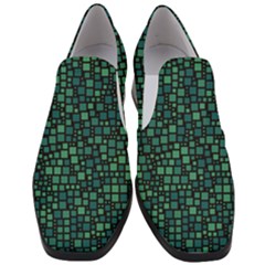 Squares Cubism Geometric Background Women Slip On Heel Loafers by Maspions