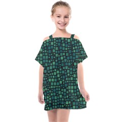 Squares Cubism Geometric Background Kids  One Piece Chiffon Dress