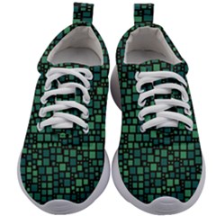 Squares Cubism Geometric Background Kids Athletic Shoes