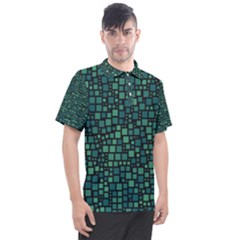 Squares Cubism Geometric Background Men s Polo T-shirt