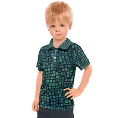 Squares Cubism Geometric Background Kids  Polo T-shirt