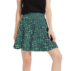 Squares Cubism Geometric Background Waistband Skirt by Maspions