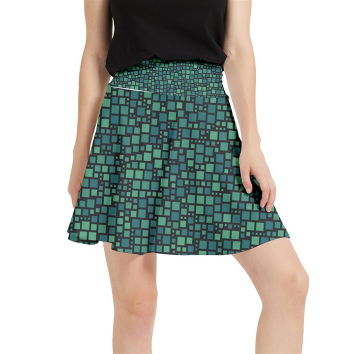 Squares cubism geometric background Waistband Skirt