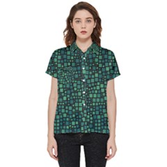 Squares Cubism Geometric Background Short Sleeve Pocket Shirt by Maspions