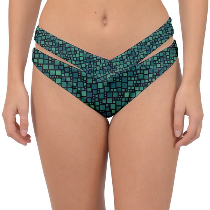 Squares cubism geometric background Double Strap Halter Bikini Bottoms