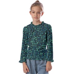 Squares Cubism Geometric Background Kids  Frill Detail T-shirt