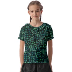 Squares Cubism Geometric Background Kids  Frill Chiffon Blouse