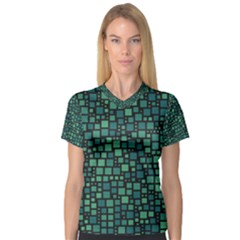 Squares Cubism Geometric Background V-neck Sport Mesh T-shirt