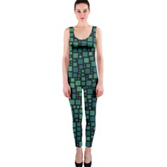 Squares Cubism Geometric Background One Piece Catsuit