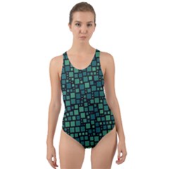 Squares Cubism Geometric Background Cut-out Back One Piece Swimsuit