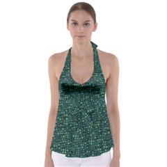 Squares Cubism Geometric Background Tie Back Tankini Top