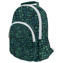 Squares Cubism Geometric Background Rounded Multi Pocket Backpack