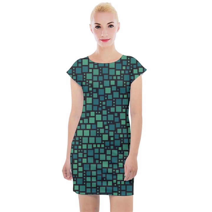 Squares cubism geometric background Cap Sleeve Bodycon Dress