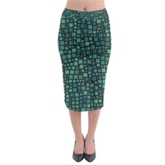 Squares Cubism Geometric Background Midi Pencil Skirt