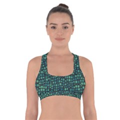 Squares Cubism Geometric Background Cross Back Sports Bra