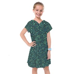 Squares Cubism Geometric Background Kids  Drop Waist Dress