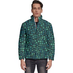 Squares Cubism Geometric Background Men s Puffer Bubble Jacket Coat