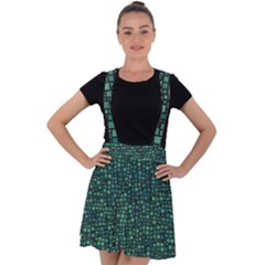 Squares Cubism Geometric Background Velvet Suspender Skater Skirt